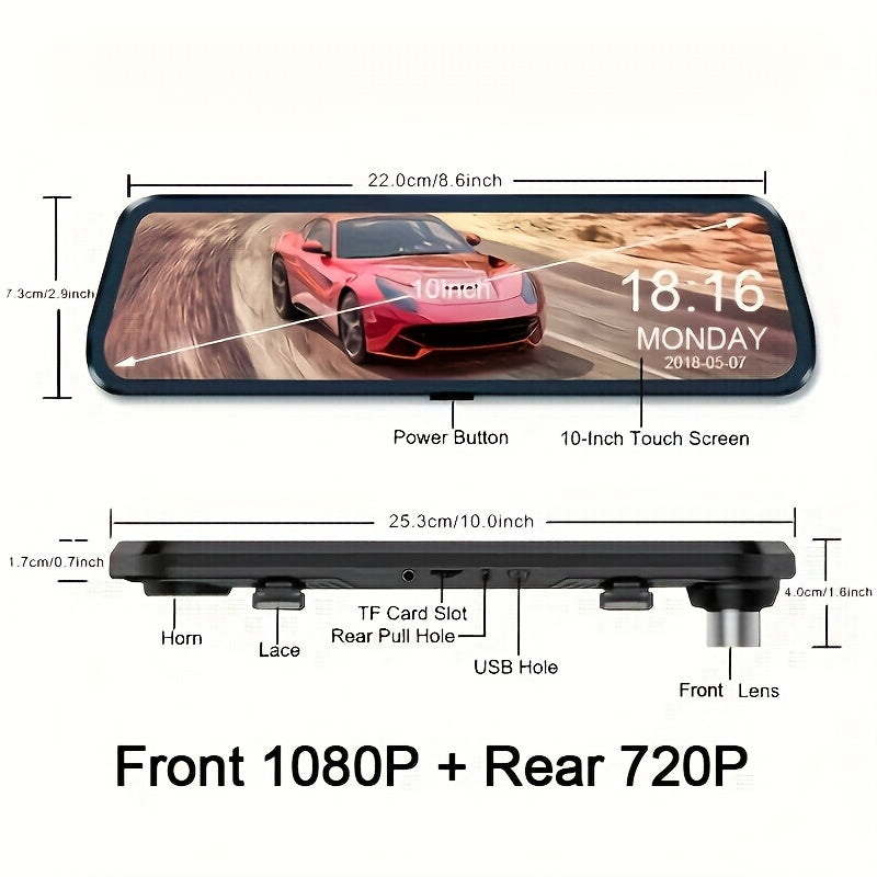 1080P přední a 720P zadní palubní kamera s dotykovou obrazovkou