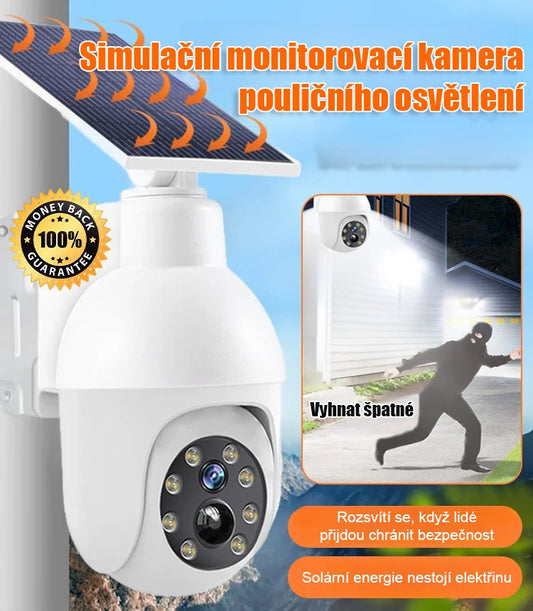 【360° panoramatický pohled / Bez potřeby Wi-Fi】Simulovaná monitorovací kamera pouliční osvětlení