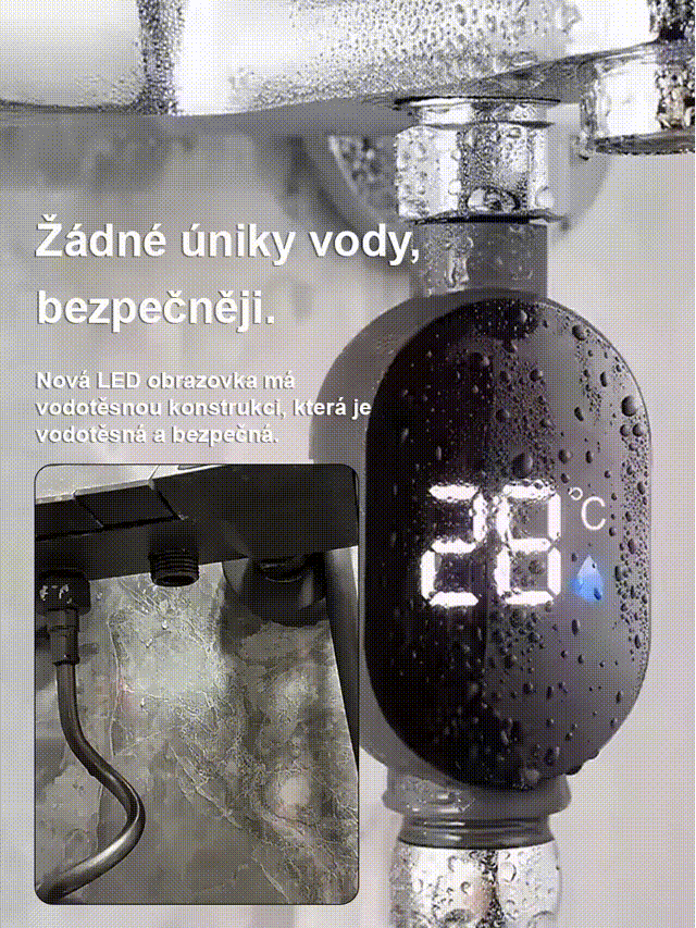 Chytrý vodotěsný sprchový teploměr s displejem teploty