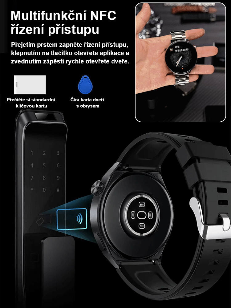 Ocelový náramek Watch6 Pro hodinky na měření hladiny cukru v krvi