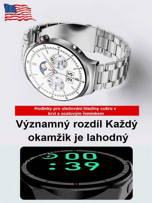 Ocelový náramek Watch6 Pro hodinky na měření hladiny cukru v krvi