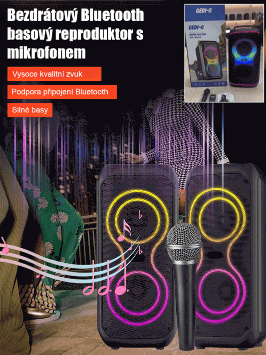 【Poslat mikrofon】Bezdrátový Bluetooth reproduktor s hlubokými basy