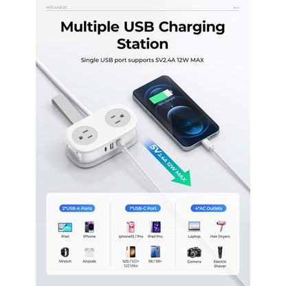 Prodlužovací kabel 7 v 1, ORICO 4 zásuvky 2 USB porty
