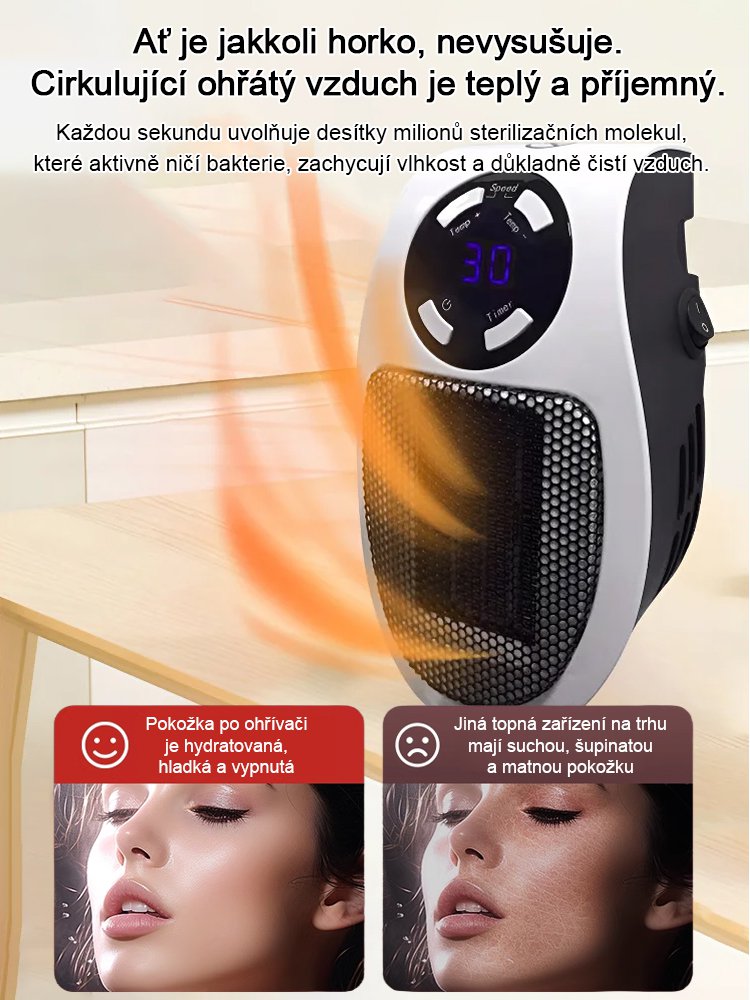 Úsporný rychlohřívací teplovzdušný ventilátor